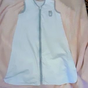 Till You White Gray trim Baby Sleep Sack embroidered bear Cotton New Lg 12-18m …